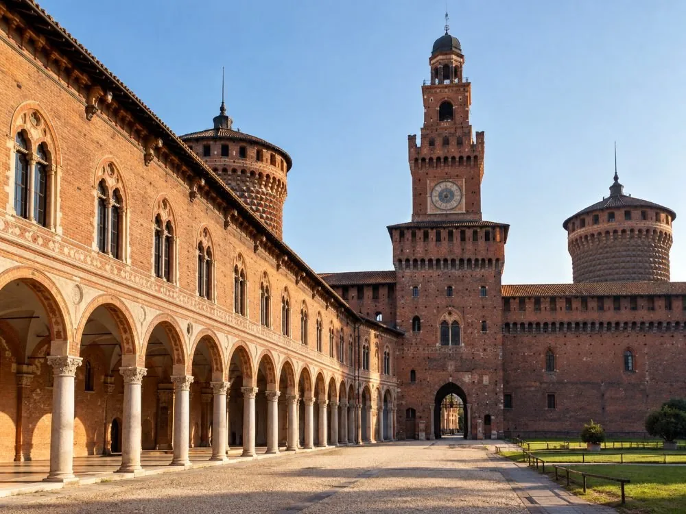 la Corte Ducale con il portico e le finestre a bifora